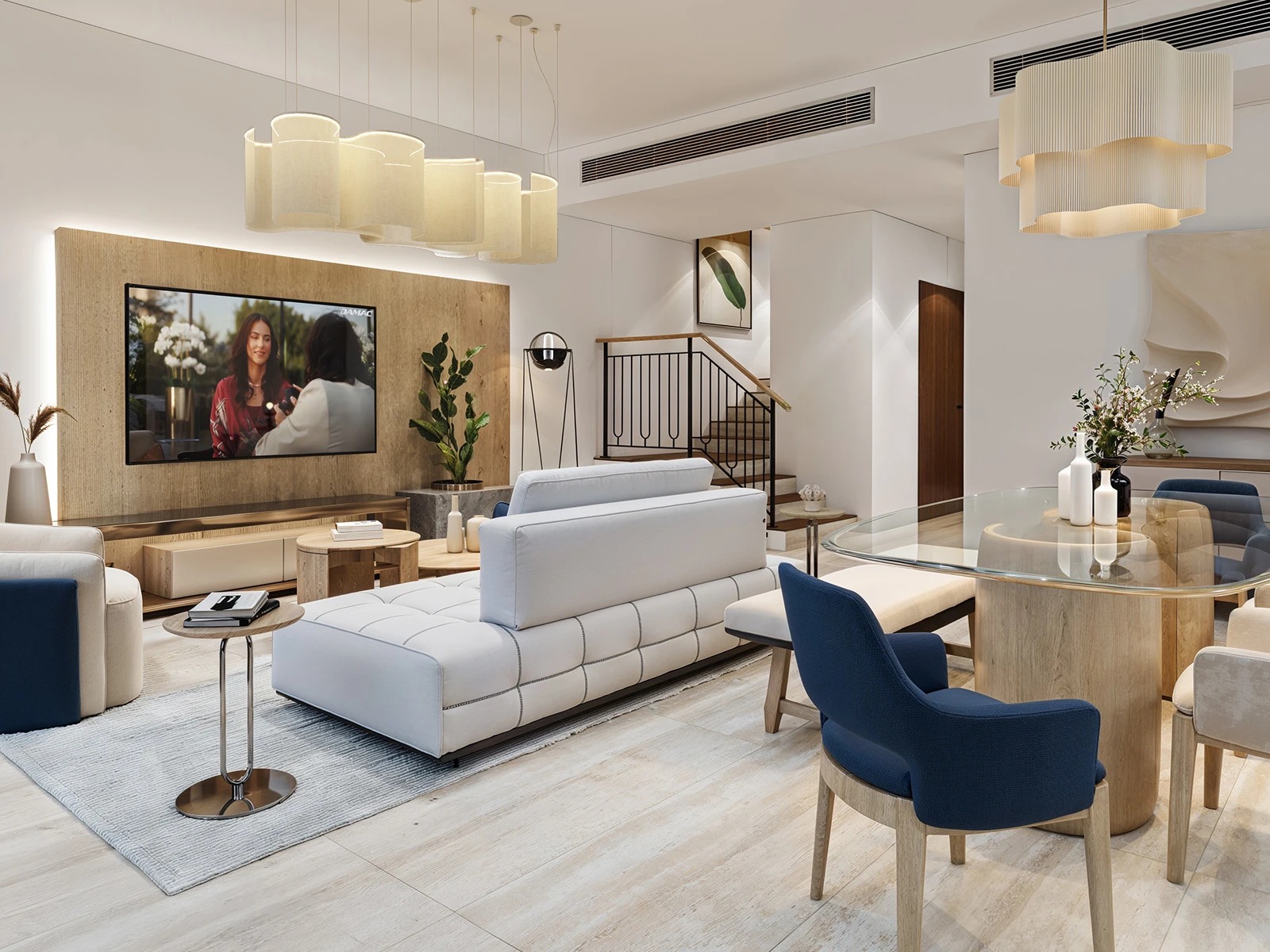 Luxury villa living room with premium finishes